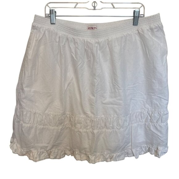 Merona Womens White Ruffled A-Line Skirt XXL Cotton & Polyester Blend - Picture 1 of 4